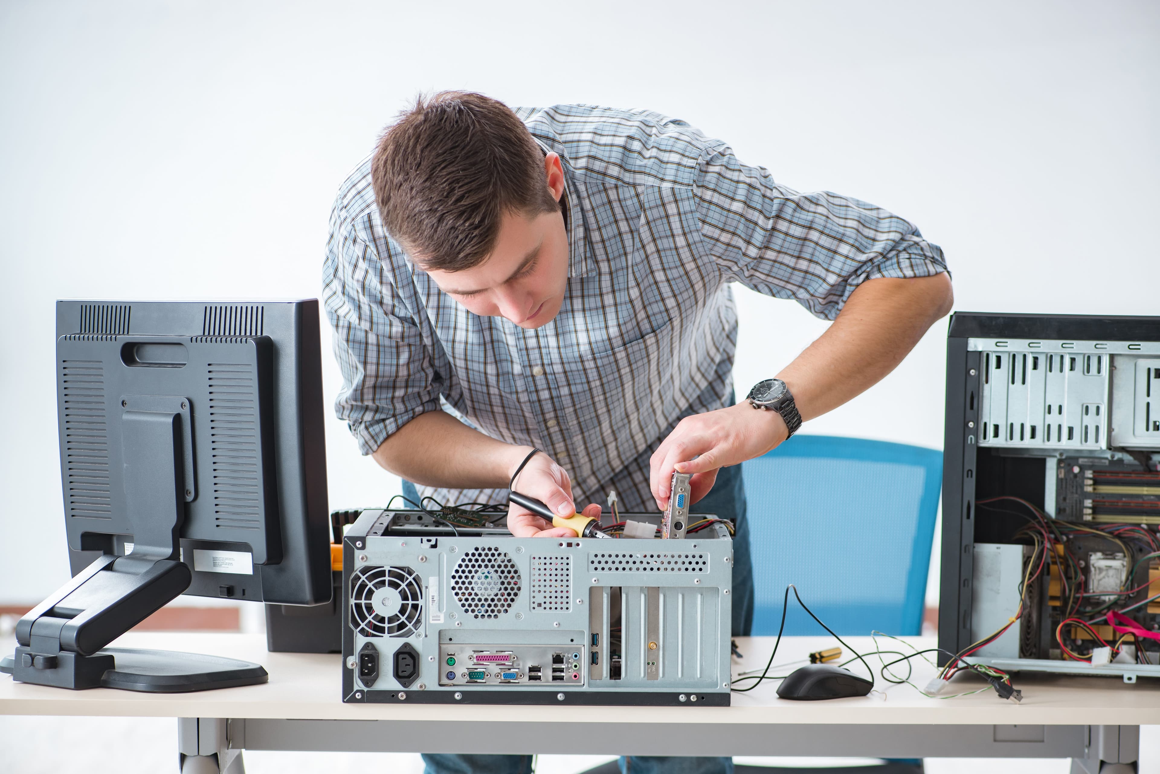 Technician working on a PC